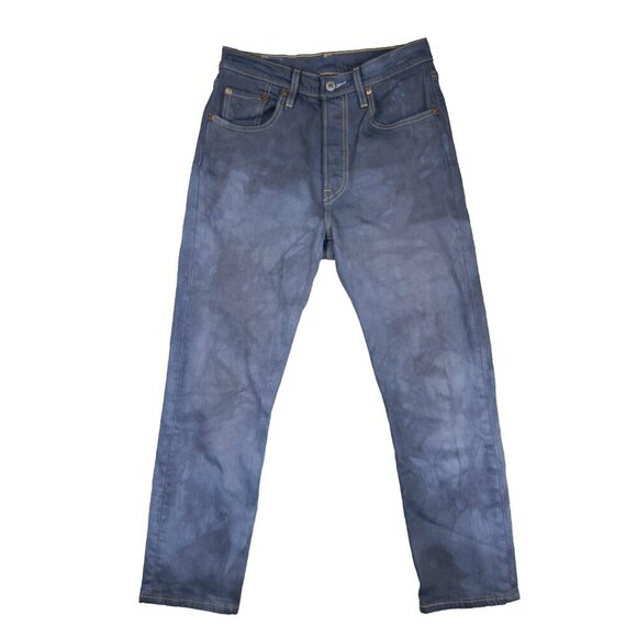 LEVI’S VTG *Rare* 70’s 501 Tie-dye Boho Cropped Blue Denim Straight Leg Jeans 25 - Picture 1 of 6